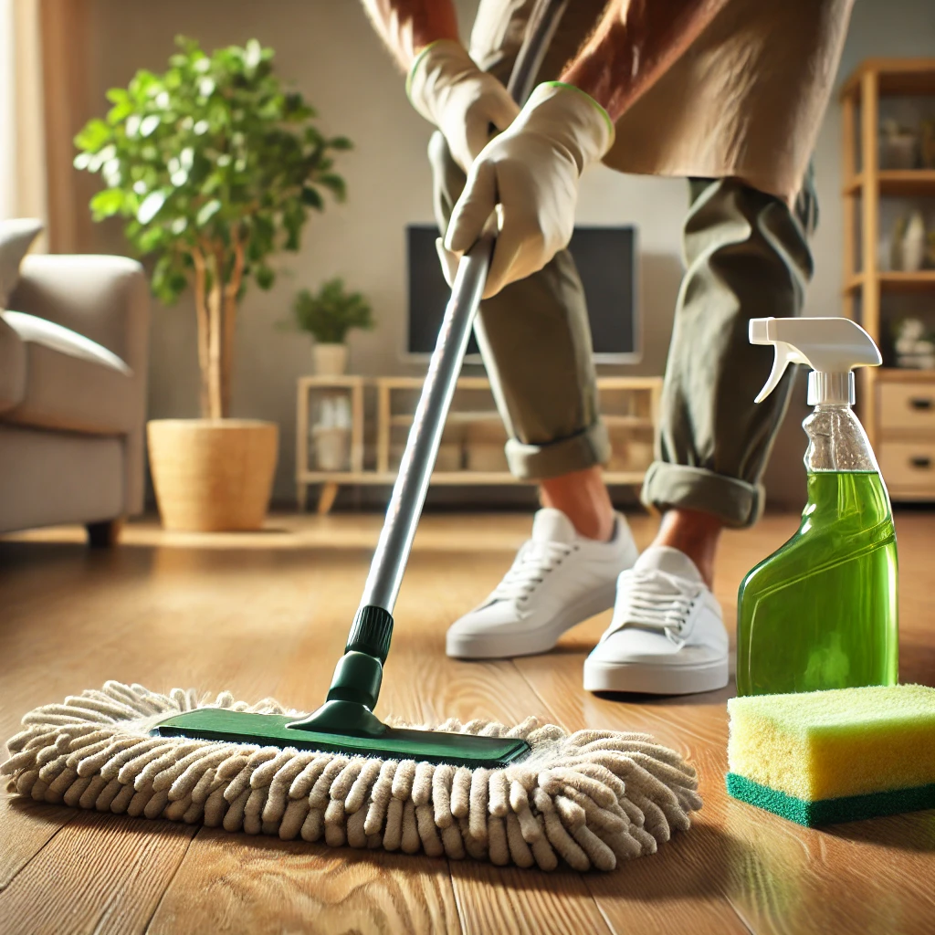 cleaning-a-hardwood-floor-using-a-damp-microfiber-mop